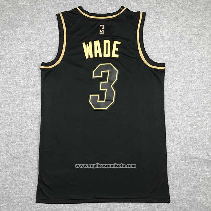 Camiseta Golden Edition Miami Heat Dwyane Wade #3 Negro